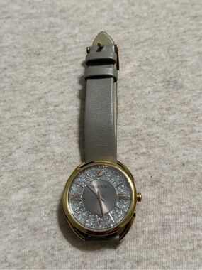 Swarovski Gold-Tone Case Gray Strap Watch with Sparkling Crystal Dial